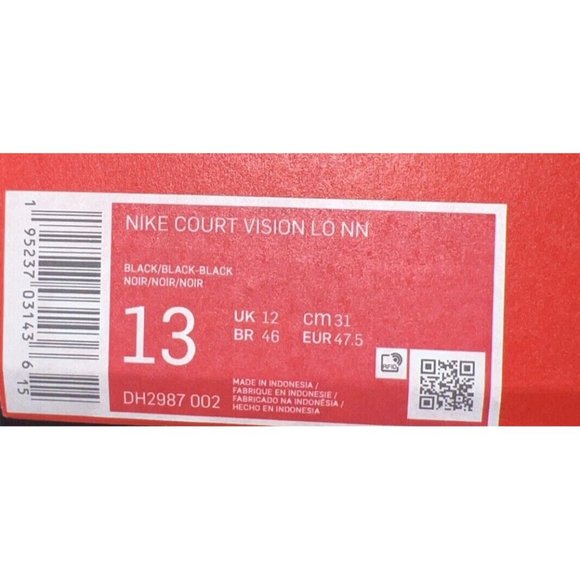 Nike Court Vision Lo NN Mens Athletic Shoes Sneakers Size 13 Triple Black